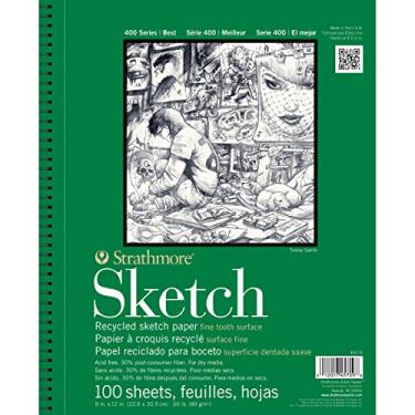 Imagem de Strathmore Bloco de esboço da série 400, papel reciclado, 14 x 21,6 cm, 100 folhas - caderno de desenho de artista para desenho, ilustração, alunos de aula de arte