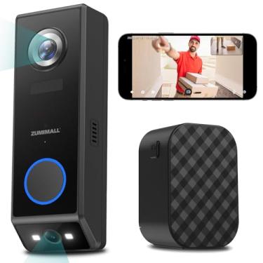 Imagem de ZUMIMALL Campainha Com Câmera De Lente Dupla E Campainha, Vídeo Hd 2K Sem Fio, Bateria Solar, Mensalidade, Instalação Com/Sem Comunicação Bidirecional/Ip65/Nuvem/Alexa/Pir/Ai/Wi-Fi 2.4G