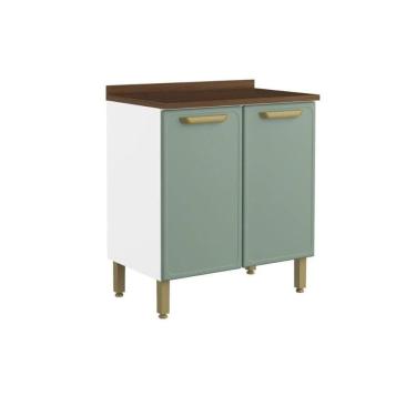 Imagem de Gabinete de Cozinha Modulado c/ Tampo Bella 1 Porta 80cm Verde - Bertolini