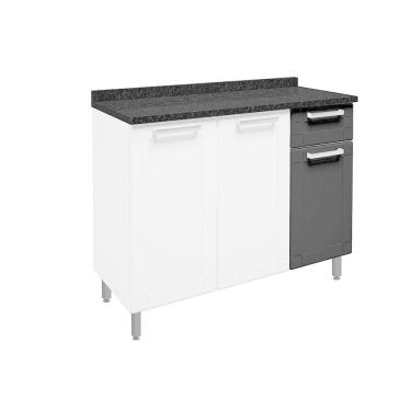 Imagem de Gabinete p/ Pia Cozinha Balcão c/ Tampo Múltipla 6112 c/ 3 Portas e 1 Gaveta 105cm Branco/Preto - Bertolini