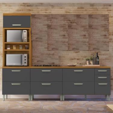 Imagem de Cozinha Compacta 3 Peças 5 Portas 5 Gavetas 3 Nichos 100% MDF
