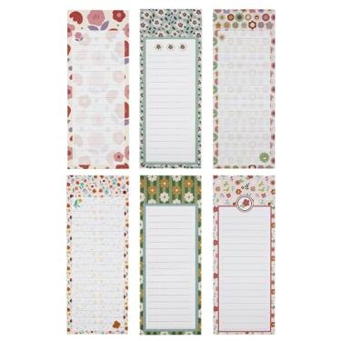Imagem de Creative Hobbies Bloco De Notas Magnético Para Geladeira Com Lista Compras - Pacote 6 Blocos Vibrantes Verso Completo E 60 Folhas Cada (Floral)