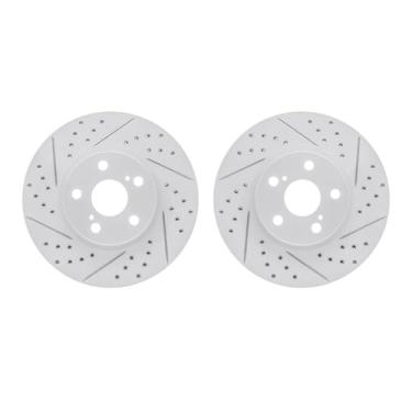 Imagem de Dynamic Friction Company Freios dianteiros e rotores | Rotores de freio perfurados | Rotores de freio a disco dianteiro| Serve para Pontiac Vibe 2009-2010; Scion xD 2008-2014; Toyota Corolla 2009-2019