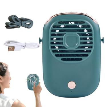 Imagem de Ventilador Recarregável de Mão | Ventilador de Pescoço Ajustável com Cordão | USB Recarregável Gadget de Refrigeração Ventilador de Mesa para Casa Ginásio Trabalho Interior Exterior Campismo