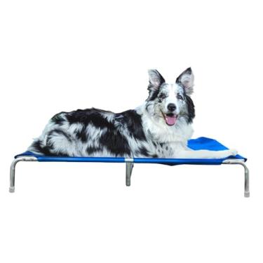 Imagem de Cama Suspensa Pet Tamanho G Azul Portátil Cachorro Lavável Reforçada Resistente 90x60x13cm Confortável Mec G Pet