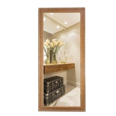 Imagem de Espelho Decorativo Com Moldura Retangular Para Quarto Sala 42x92cm Imagem Nítida (DOURADO)