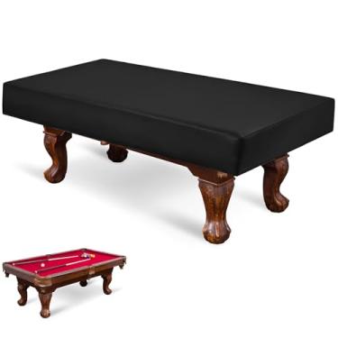 Imagem de Capa de mesa de bilhar – Capas de mesa de bilhar de 2,8 m, mesas de sinuca de tecido de poliéster impermeável, proteção UV à prova de arranhões para acessórios de bilhar (preta, 2,5 m)