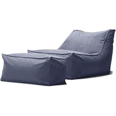 Imagem de Sxbcya Outdoor Impermeável Oxford Chaise Louge Pouf Cover O Filler Garde Beach Camp Sofá-cama Puff Salo Ottoma, Gray Blue, Empty cover