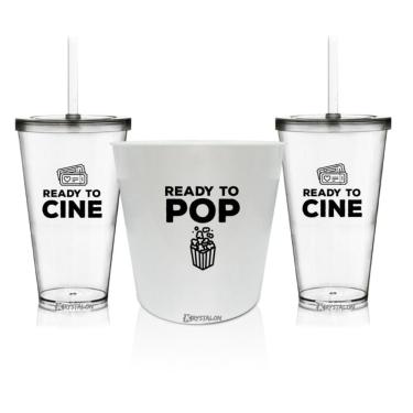 Imagem de Kit Balde Pipoca Copos Cinema Filme Personalizado
