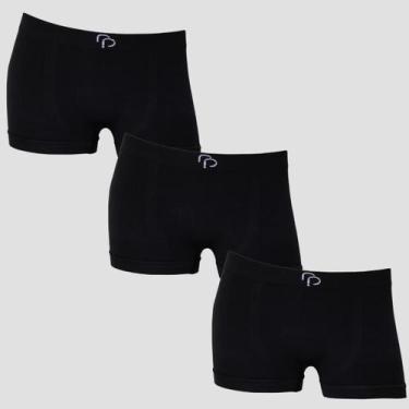 Imagem de Kit 3 Cuecas Infantil RP Sem Costura Lisa Poliéster, 3 preto, M