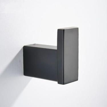 Imagem de Conjunto de acessórios para banheiro com acabamento em preto fosco, suporte para papel higiênico de parede, toalheiro, prateleira, porta-escovas, conjunto de acessórios para banheiro (gancho para