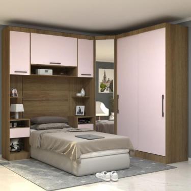 Imagem de Quarto Modulado Solteiro de Canto 6 Peças 6 Portas Paris Luciane, Avel