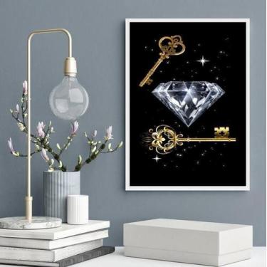 Imagem de Quadro Arquétipo Chaves E Diamante 33X24Cm - Com Vidro - Quadros On-Li