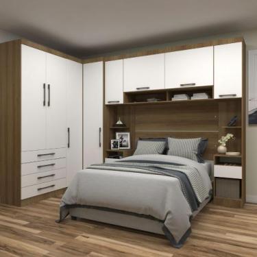 Imagem de Quarto Modulado Casal de Canto 6 Peças 8 Portas 4 Gavetas Paris Lucian