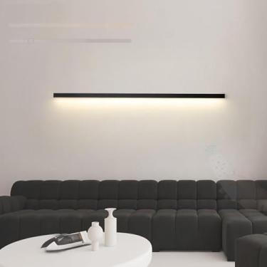 Imagem de GZZBMY Iluminação de parede LED com controle remoto lâmpada de parede moderna regulável arandela de alumínio minimalista decoração luminária de tira longa para sala de estar quarto escritório