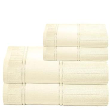 Imagem de Kit 2 Toalhas De Banho E 2 Rosto Para Pintar Artesanalle – Jogo de Toalhas Premium 2 Peças com Barra para Pintar ou Bordar em Máquina – Diversas Cores (Marfim)