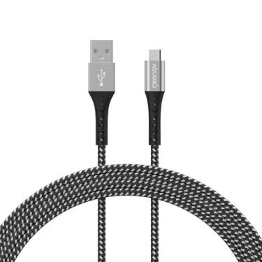 Imagem de Geonav Cabo USB-A para micro USB, 1.2 metros, nylon trançado, resiste até 10 mil dobras, tranferência de dados até 480 Mbps, ESMIBK, preto