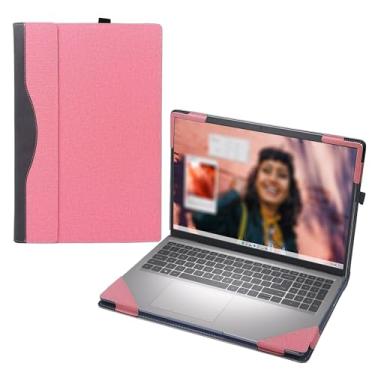 Imagem de Forubar Capa para laptop 2023 para Dell Inspiron 15 3000 3530 3520 3510 3515 3511 e Vostro de 15 polegadas [não outros modelos] Capa protetora de couro PU (rosa)