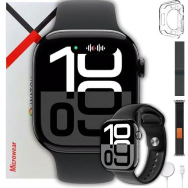 Imagem de Relogio Inteligente Smartwatch Marca MICROWEAR (W10 Pro Serie 10 Amoled Chatgpt Nfc Gps) Decibéis Ip68 Masculino e Feminino+Brindes (Preto)