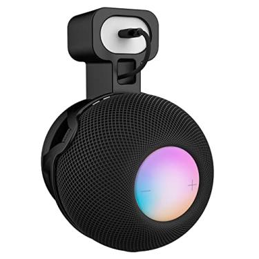 Imagem de HeyMoonTong Suporte de parede para tomada serve para Apple HomePod Mini, um acessório de economia de espaço para alto-falantes HomePod Mini Smart Home com gerenciamento de cabos, esconde fios bagunçados (preto)