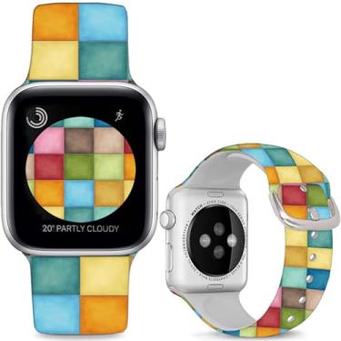 Imagem de Sjiangqiao Pulseiras de relógio de silicone macio compatíveis com Apple Watch SE séries 10, 9, 8, 7, 6, 5, 4, 3, 2 e 1 de 49 mm, 46 mm, 44 mm e 42 mm (série 3 2 1), para mulheres e homens.