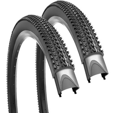 Imagem de Pacote com 2 pneus de bicicleta de 50,8 cm x 5,4 cm Mountain MTB dobráveis para bicicleta com 2 tubos internos, 2 alavancas, 2 tiras de aro, kit de remendos sem cola (20 x 2,125)