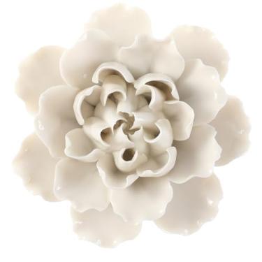 Imagem de ALYCASO Decoração de parede de flor de cerâmica arte 3D artesanal escultura de flores presentes modernos para sala de estar corredor quarto sala de jantar ao ar livre branco K9 9 cm