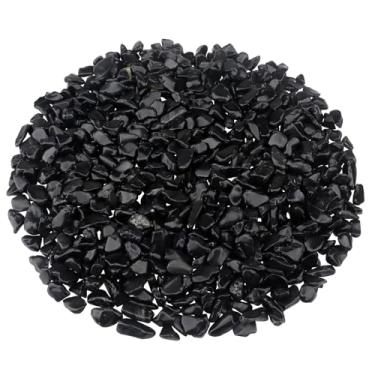Imagem de 400 g Pedras Decorativas Cascalho Tanque de Peixes Pedras Suculentas Seixos Naturais Enchimento de Vaso Decoração de Aquário Quartzo Esmagado Polido Formato Irregular Granel - Obsidiana Preta