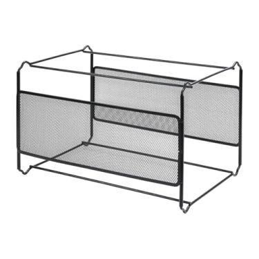 Imagem de Milageto Caixa para pastas de arquivo, suporte para pastas, organizador de mesa, armazenamento de arquivos suspenso em malha, organizador de metal para, L