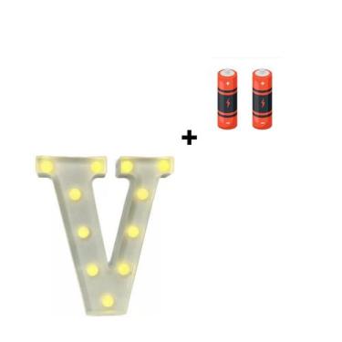 Imagem de Letra Luminária Led 3d Festa Decoração + Pilha Grátis - Partiufesta, V