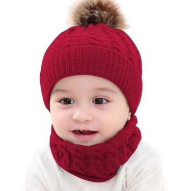 Imagem de Kit Infantil Bebê Touca Pompom Gorro Cachecol Gola Lã Invern - Modas F
