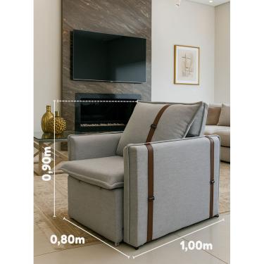 Imagem de Poltrona Sofá Cama Valence Premium Cinza 0.80cm Softgel D33