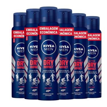 Imagem de Kit Desodorante Aerosol Nivea Dry Impact For Men 200ml - 6 unidades