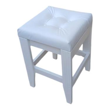 Imagem de Banco Estofado com Assento Acolchoado, Estrutura em Madeira, Branco (Branco)