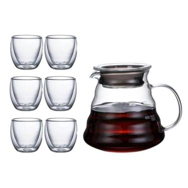 Imagem de Conjunto de Café em Vidro Duplo, 6 Copos 80ml e Jarra 600ml, Resistente ao Calor