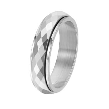 Imagem de Vinoya Anel de ansiedade para mulheres e homens anel giratório de aço inoxidável de titânio banhado a ouro branco/amarelo/rosa tamanho 6-12, 6, Aço inoxidável, Sem pedra preciosa