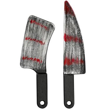 Imagem de 2 Pcs Halloween Fake Knife Prop Realistic Plastic Bloody Knife Props Horror Butcher Fake Knives with Blood Props for Halloween Horror Party Costume Cosplay Accessories