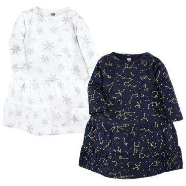 Imagem de Luvable Friends Hudson Baby, vestidos de manga comprida, pacote com 2, Estrela de inverno cintilante, 0-3 Meses