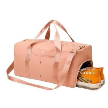 Imagem de Bolsa Mala de Viagem Super Grande 40L – Poliéster Resistente, 5 Compartimentos com Zíper, Bolso Impermeável, Alças Removíveis, Transversal Unissex (Rosa)