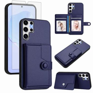 Imagem de Asuwish Capa de telefone para Samsung Galaxy S25 Ultra 5G Capa carteira com protetor de tela de vidro temperado RFID fino suporte para cartão de crédito acessórios para celular S25Ultra 25S S 25