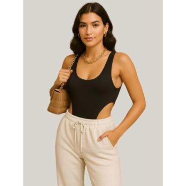 Imagem de Body Feminino Cavado Alçinha Confortável Moda Estiloso Bojo Sexy Moda 