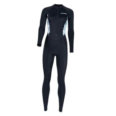 Imagem de Aymzbd Mulheres Adultas Wetsuit Mergulho Terno Proteção Solar Macacão Zíper Frontal Respirável Wetsuit Maiô para Mergulho Livre Verão, preto L