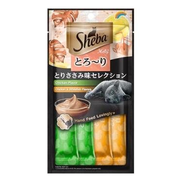 Imagem de Petisco Sheba Cremoso Sabores Frango e Frango & Peixe Branco Gatos Adultos 4 Uni