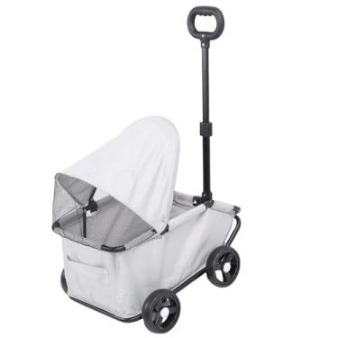 Imagem de Fockety Carrinho de Estimação, Pneus Sem Ar Sem Ar -Zíper Sem Arremesso de Pet -geck Sem Corredores de Zíper Com Tampa Climática, 4 Rodas Carrinho de Passeio de Estimação para Cães (Cor do chá de