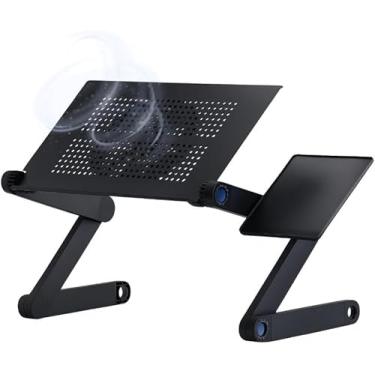 Imagem de Suporte para Notebook e Laptop Ajustável com Refrigeração Mesa Portátil Alumínio para Cama Sofá Mesa Design Ergonômico Premium MAIS VENDID. 2025 EM ALT@