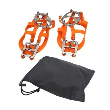 Imagem de Fenteer Grampos para sapatos de inverno, masculinos e femininos, elásticos, versáteis, com travas para gelo, calçados com pinças para caminhadas, montanhismo, Orange M