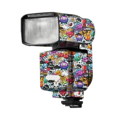 Imagem de HVL-F60RM2 II Anti-riscos Câmera Flash Adesivo Revestimento Película de Vinil para Sony HVL-F60RM2 II Revestimento Protetor Decalque Skin (Graffiti Branco)