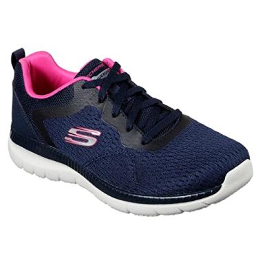 Imagem de Tênis Bountiful-Quick Path, Skechers, Feminino, Azul Escuro/Rosa Choque, 36