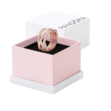 Imagem de Pandora Anel entrelaçado com linhas brilhantes e polidas - anel feminino - presente para ela - zircônia cúbica - com caixa de presente, 4.5, Metal, Zircônia cúbica