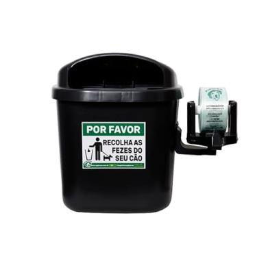 Imagem de Lixeira Preta 40 Litros Com Suporte e 1000 Saquinhos Pipicão